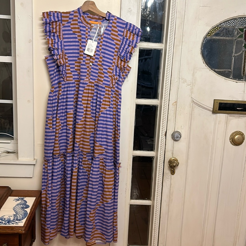 NWT Oliphant purple and brown maxi dress